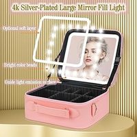 Boîte de rangement cosmétique de luxe personnalisée, portable, étanche, organiseur de pinceaux de maquillage de voyage, trousse de maquillage avec miroir LED