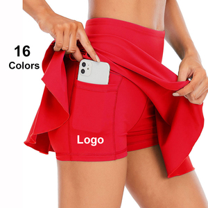 Telas suaves altas INS 2 en 1 Faldas de golf de entrenamiento Cintura alta con bolsillos Vestidos de tenis con pantalones cortos Falda DE TENIS interior - Product Image 1