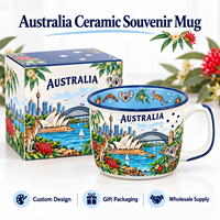Souvenirs australiens, tasse en céramique, motif de l'Opéra de Sydney et du kangourou, design pour tasse à boire en porcelaine, fabrication sur mesure OEM ODM en gros