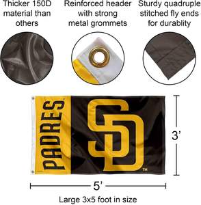 Bandera de los San Diego Padres de 3x5 Pies, Duradera, de Poliéster, con Ojales, para Eventos Deportivos y Uso Doméstico - Product Image 2