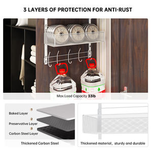 Perchero de pared para bebés, armario lateral con sombrero, dispositivos de almacenamiento, gancho para bolsa, no requiere agujeros de perforación, estante de almacenamiento - Product Image 5