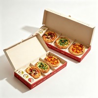 Boîte à pizza en papier personnalisée 3 compartiments avec emplacement pour coupelle de sauce, ensemble de 3 mini-boîtes à emporter pour aliments et pizzas