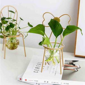 <span class=keywords><strong>Terrarium</strong></span> pour plantes avec support en métal <span class=keywords><strong>Tube</strong></span> en verre Pot Vase Hydroponique Plante Pot de fleur de bureau pour la décoration de bureau en direct à la maison - Product Image 5