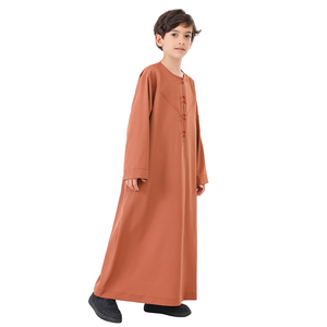 ثوب إسلامي للأولاد بأكمام طويلة ولون موحد للصلاة، زي دبي للأطفال مناسب للعيد - Product Image 4