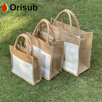 Sacs réutilisables en toile de jute avec logo personnalisé, sac d'épicerie à sublimation vierge, grands sacs de plage pour femmes