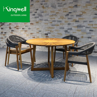 Kingwell Mobilier d'extérieur moderne tout temps, ensemble de salle à manger, meubles de terrasse en bois de teck, chaises de patio