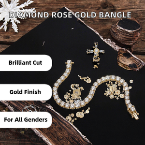 Pulseras y Brazaletes Unisex de Oro Sólido de 9K con Diamantes Cultivados en Laboratorio, Chapado en Oro Rosa, Corte Brillante Redondo, Certificados por Terceros - Product Image 2