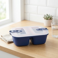 Boîte à lunch portable en plastique à double compartiment anti-odeur et isotherme, 800-1000 ml, pour enfants et étudiants