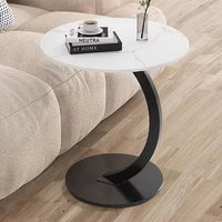 Table d'appoint ronde moderne OEM avec plateau en bois et base en métal, table basse minimaliste pour salon, chambre à coucher, meubles de maison