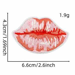 Parche termoadhesivo bordado de moda rosa con diseño de zapatillas de ballet, lazo, labios y cereza para decoración de ropa, sombreros y bolsos - Product Image 4