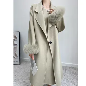 Women's Suits Women's Skirts Maxi Skirts Wool Coats Furry Sleeves Coat Suits