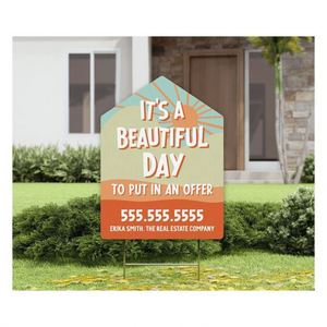 Letreros Personalizados Modernos para Inmobiliarias con Estacas Metálicas, Impresión Digital para Casas en Venta - Product Image 1