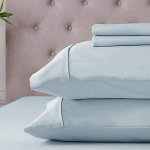 Haute qualité fibre de bambou tissu drap plat Setsg 4 pièces drap-housse taie d'oreiller ensembles de literie doux Cool Textile pour <span class=keywords><strong>Sleepin</strong></span> - Product Image 4