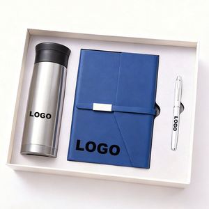 Corporate Promotional A5 Plain Notebook <b>Gift</b> <b>Set</b> With Vacuum Flask Metal Pen Business Item for Personalized Logo Giveaways - Product Image 4