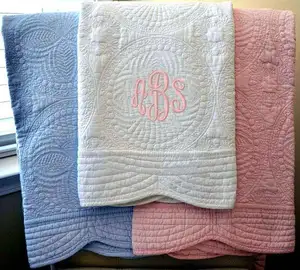 Edredón de algodón con monograma personalizado para bebé, manta de bebé en blanco, ecológico, suave, de alta calidad, listo para enviar, 30 colores