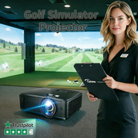 Enceinte de simulateur de golf Golf Sim 169 avec projecteur de putting, ampoule DLP à courte focale, 1080p, Smart Android TV, vidéoprojecteur sans fil intelligent