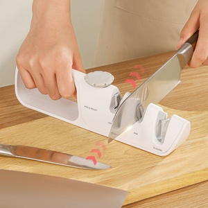 Plastic Professional 3-Stage Handle Kitchen Tool Kitchen White ABS Knife <b>Scissors</b> <b>Sharpener</b> Kitchen Accessories - Product Image 1