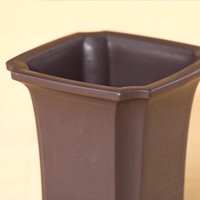 17.5cm 6.89 pouces en plastique chinois traditionnel Design carré formation Bonsaï Pots pour succulentes et arbres