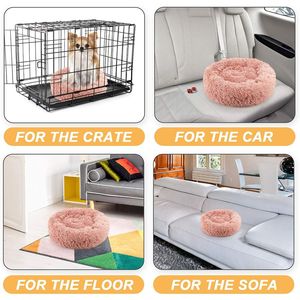 Cojín de lujo de felpa para mascotas, cama redonda suave para perros y gatos en rosa, gris, blanco, venta al por mayor para invierno, estilo clásico moderno - Product Image 5
