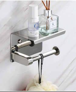 Porte-<span class=keywords><strong>papier</strong></span> <span class=keywords><strong>toilette</strong></span> YOTO noir mat <span class=keywords><strong>avec</strong></span> tablette pour téléphone et <span class=keywords><strong>support</strong></span> pour vase, étagère de salle de bain en acier inoxydable antirouille - Product Image 2
