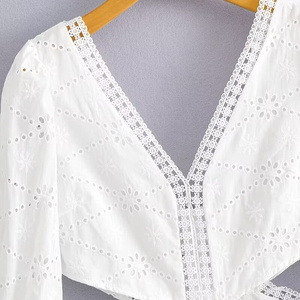 SHENZU เดรสเอวสีขาวสไตล์ฝรั่งเศสสำหรับผู้หญิง, เดรส<span class=keywords><strong>ยาว</strong></span>เปิดคอคอวีดีไซน์เซ็กซี่เปิดเอว - Product Image 4