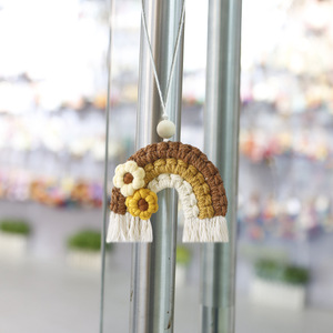 Petit décor de pépinière fait main <span class=keywords><strong>arc</strong></span>-<span class=keywords><strong>en</strong></span>-<span class=keywords><strong>ciel</strong></span> fleur forme macramé tissé tenture murale Boho enfants <span class=keywords><strong>chambre</strong></span> décoration gland cadeau EH2412100 - Product Image 4