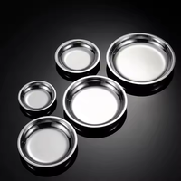 Fabricant de plateau rond en métal en acier inoxydable 304 Petite assiette apéritive argentée et bol à sauce à tremper