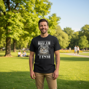 Camiseta Rizz Em With The Tism Meme Cat, diseño divertido para autismo, talla unisex para adultos - Product Image 3