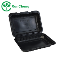 9*6 pouces 1 compartiment boîte en plastique recyclé boîte à lunch conteneur alimentaire écologique micro-ondes boîte à lunch (150 pièces/carton)