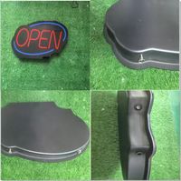 Letrero LED comercial doble con contorno de neón para negocios, letrero LED colgante para escaparates de restaurantes y tiendas