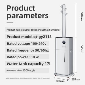 Water <b>Humidifier</b> Industrial Household Commercial Spray Quad-Core 17 Liter Large Capacity Atomization AC Powered Timing Function - Product Image 5