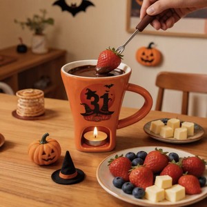 Tazas de Cerámica Multifuncionales para Fondue de Chocolate con Tenedor, Utensilios Personalizados para <span class=keywords><strong>Queso</strong></span>, Olla para Derretir, Venta al por Mayor para Halloween y Cocina - Product Image 1
