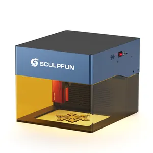 Sculfun iCube Pro mesin pengukir Laser, mesin ukir Laser portabel 5W dengan Filter asap Alarm suhu 130x130mm