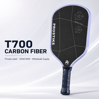 Raquette de pickleball d'entraînement ProStike T700 en fibre de carbone, noyau en nid d'abeille PP de 16 mm, 2 options de forme, logo personnalisé, marque privée OEM/ODM