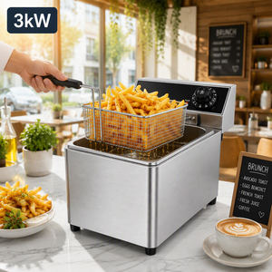 เครื่องทอดไฟฟ้าสแตนเลสทนทาน 3 กิโลวัตต์ ถังเดี่ยว 8 ลิตร เกรดอาหาร สำหรับโรงแรม ร้านอาหาร โรงอาหาร - Product Image 1