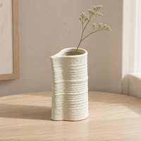 Vase en céramique texturée ARM LVG Nordic Wabi-Sabi, effet lin irrégulier, pot à fleurs blanc mat, fait main, décoration d'intérieur, récipients floraux