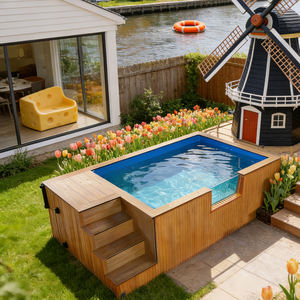 Modern Swimming <b>Pool</b> Design with Geometric Shapes and Monochromatic Tile Scheme <b>Pool</b> - Product Image 2