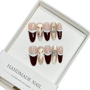 Prensa en las <span class=keywords><strong>uñas</strong></span> <span class=keywords><strong>Manicura</strong></span> Arte Ataúd medio Cubierta completa Prensa hecha a mano en las <span class=keywords><strong>uñas</strong></span> <span class=keywords><strong>Uñas</strong></span> acrílicas con flor - Product Image 3