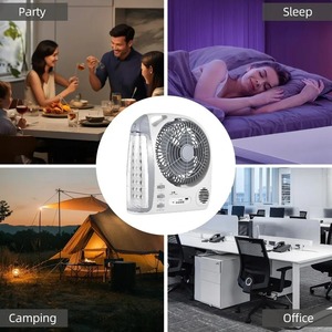 Ventilador Portátil Multifuncional 6 en 1 con Luz LED, Recargable Solar, 2 Velocidades, Brillo Ajustable, Compatible con Tarjeta TF/USB/Radio FM/BT - Product Image 6
