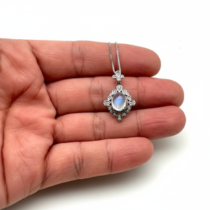 Pierre de lune pierres précieuses pendentif bijoux pour femmes argent Boho Style bijoux 925 en argent Sterling tendance à la main pendentif cadeau pour - Product Image 1