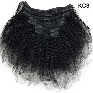 Extension per Capelli Umani Afro Kinky Curly 4A 4B all'Ingrosso, Clip-in Brasiliani Afro 7 Pezzi per <span class=keywords><strong>Set</strong></span> - Product Image 6