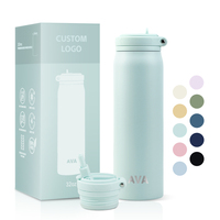 Bouteille d'eau isotherme de 32 oz, double paroi, en acier inoxydable, thermos sous vide, sans BPA, grande capacité, pour le sport et les voyages, avec couvercle à paille