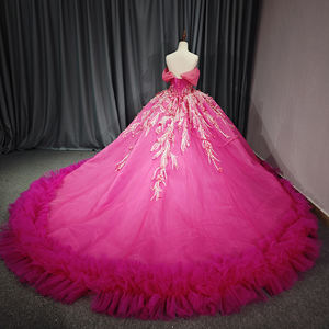 Jancember 1192 princesa fucsia fuera del hombro imperio vestidos de quinceañera - Product Image 4