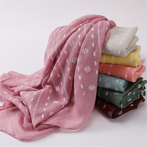 Jilbab Segi Empat Katun Bubble Berkualitas Tinggi Grosir, Motif Polkadot Putih Polos, Selendang Panjang, Syal Etnik Wanita, Tudung - Product Image 1