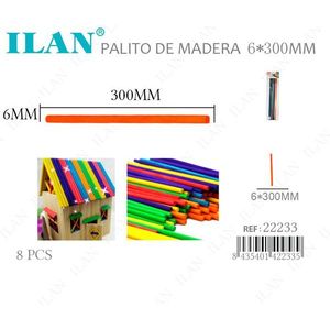 Bastoncini di legno ILAN 6mm x 300mm per progetti fai da te - Product Image 1