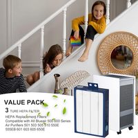 Filter udara adaptor kompatibel untuk Blueair Seri 500/600 True HEPA H13 Filter Karbon Aktif H13 Filtrasi 99,97%