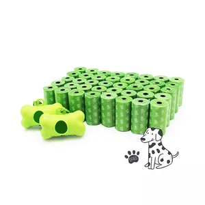 カスタムフレクソグラフィ堆肥化可能なPLAプラスチック犬の廃棄物プーバッグポータブル生分解性PBATコーンスターチ犬のうんちバッグ