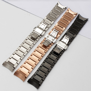 Sang Trọng Hàng Đầu Đúng Đầy Đủ Rắn Thép Không Gỉ Dây Đeo Kim Loại 22Mm Brushed Cong End Thay Thế Liên Kết Triển Khai Clasp Ban Nhạc Đồng Hồ - Product Image 4