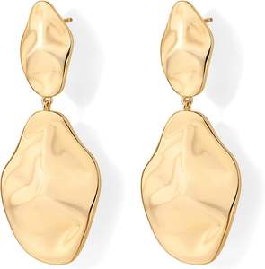 PAVOI Boucles d'oreilles pendantes en forme de goutte d'eau pour femmes légères et martelées - Product Image 3