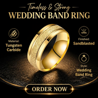 Bague tendance en tungstène plaqué or 18 carats pour homme avec sertissage invisible, rainure centrale sablée, bijou de fiançailles et de mariage